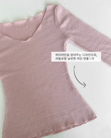 Deep V-Neck Ribbed Knit (4colors)