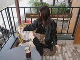 Prague Check Unbalanced Frill Midi Skirt