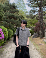 バックルチェッククロッピードショートスリーブシャツ