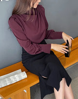 Nubet Half-Neck Drape Puff Blouse