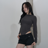 BACK POINT LONG SLEEVE BODYSUIT (CHARCOAL)