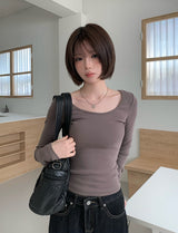 Chaerin Deep U-Neck Two-Way Layered T-Shirt