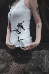 silent symbol eyelet sleeveless (white)
