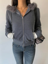 RABBIT FUR ZIP-UP