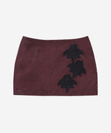 Rose Satin Mini Skirt #Wine