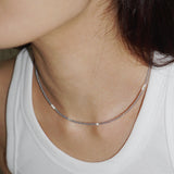 LOVE SKINNY BEADS NECKLACE GREY