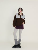 Femme Flower Pattern Quilted Fleece Long Sleeve T-Shirt (Button Detail)