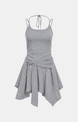Aven Slim Sleeveless Check Wrap Dress