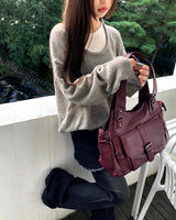 Mishu Color-Block Layered Loose-Fit Long Sleeve Knit