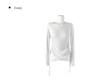 カミールオフショルダーシャーリングシースルーニット