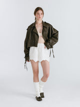 LEATHER STRAP TRENCH JACKET / BROWN
