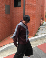 ワッフルハイネックフィンガーホールフーディー