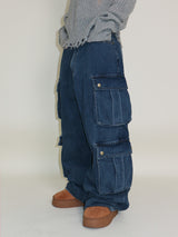 Zelda Double Pocket String Wide Denim Pants