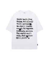 フェイデッドタイポグラフィックオーバーフィットTシャツ -ホワイト