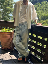 [Unisex] ストライプクロップシャツ(3color)