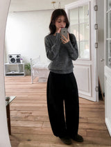 Backpoint Herringbone Cotton100 Wide Pants (2color)