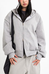 Lowell crop fingerhole hood zip-up