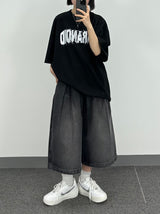 ピンタックデニムハーフパンツ