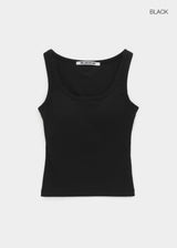 [MADE] Coogie U-Neck Ribbed Sleeveless Top (Built-in Cap)