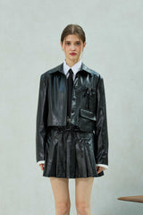 MOLLY LEATHER CROP JACKET / BLACK