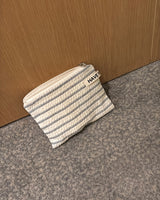Plain stripe flat pouch - ecru , M size