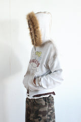 Vintage Spray Fur Angel Hood Zip-up (Lightgray)