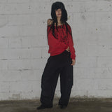 NECKLISS ONE-SHOULDER SWEATSHIRT (RED) F25ZB037