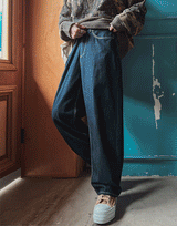 Coil wide raw denim pants
