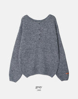 アメリ―レザーパッチヘンリーネックニット (5color)