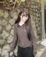 Kyuhi Diagonal Button One-Pocket Collar Shirt