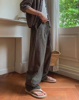 Soven Linen Two-Tuck Banding Pants