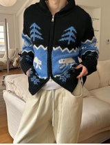 [Unisex] スノーカウチェーンウールニットジップアップ(2color)