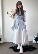 Muti Shirring Pocket H-Line Long Wide Skirt 4color