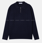 Liu Cable Semi Zip Up Karanite
