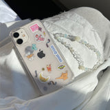 ROSE Blend Crystal Beaded Strap White / Gift Bag Phone Charm Flower