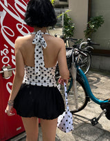 Ribbon Polka Dot Halterneck Sleeveless