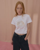 チャーミングシェルクロップTシャツ-WHITE