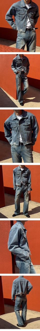 [S/S] Crop damage denim jacket(2color)