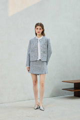 CHERISH TWEED SKIRT PANTS / SKY BLUE