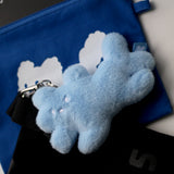 [Doll keychain resembling a fluffy cloud] ホワイトドッグブルーペールブルーココア