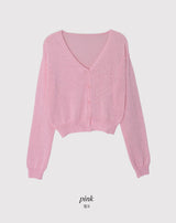 SP バックルクロップベーシックVネックニットカーディガン (5color)