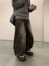 Blur washed balloon denim