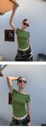 オールマッチカラースパンデックススリムショートスリーブTシャツ