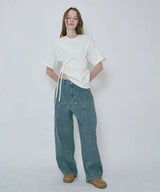 COLOR BLEACH WIDE DENIM PANTS