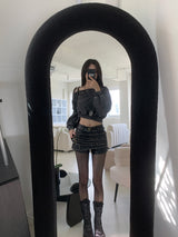 リダービンテージツーバックルラップレザーショートパンツ