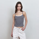 C 2-WAY ROSE BUTTON CARDIGAN SET_CHARCOAL