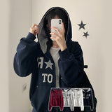 Tommy Dot Pattern Lined Two-way Hooded Zip-Up