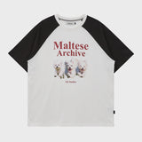 マルチーズアーカイブラグランハーフスリーブTシャツ
