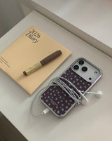 DOT LEOPARD SILVER GLASS CASE (BLUE BROWN)