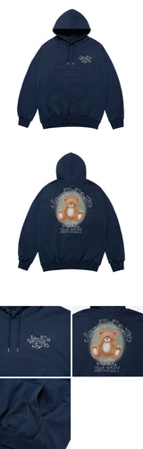 24FW BLUR SKETCH BEAR HOODIE NAVY